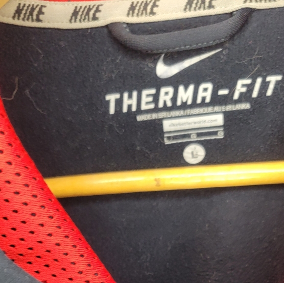 Nike Therma-Fit Hoodie - Navy Blue with Coral Swoosh - Size Large - Picture 3 of 3